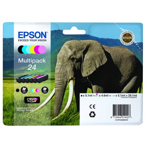 Cartuccia inkjet Elefante 24 Epson 6 colori C13T24284011