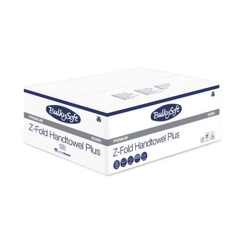 Asciugamani interfogliati piagatura a Z Bulkysoft 21,5x24 cm bianco Cf. 25 fascette da 150 fogli - 83380.E20