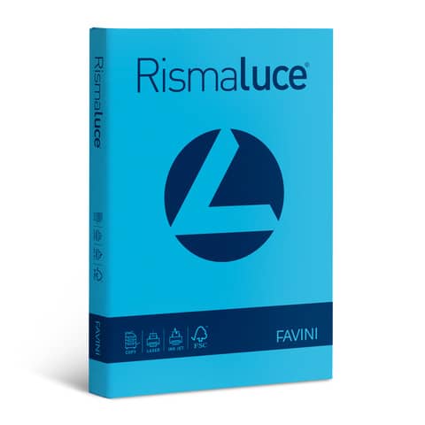 Carta colorata Favini Rismaluce colori forti 140 g/m² A3 azzurro - Risma da 200 fogli - A65G213