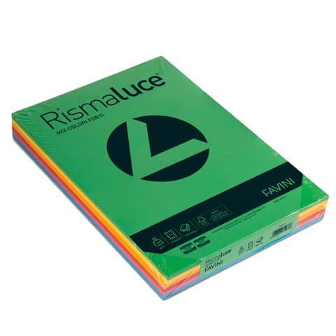 Carta colorata Favini Rismaluce colori forti 140 g/m² A3 mix 6 colori - Risma da 200 fogli - A65X213