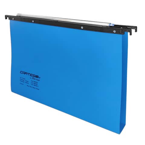 Cartelle sospese orizzontali per cassetti CARTESIO PP 39 cm fondo a U 3 cm blu Conf. 25 pezzi - 500/395 3 -A3