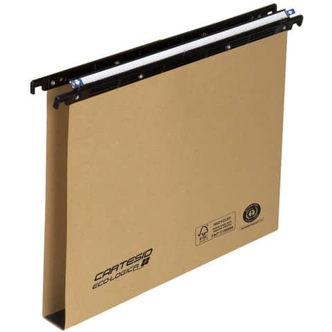 Cartelle sospese orizzontali per cassetti CARTESIO ECO 33 cm fondo U 3 cm avana Conf. 25 pezzi - 100/330 3-A1