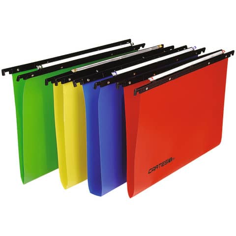 Cartelle sospese orizzontali per cassetti CARTESIO PP 39 cm fondo a V assortiti Conf. 25 pezzi - 500/395 -A7