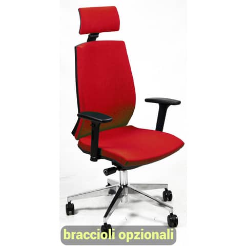 Sedia operativa girevole Unisit Larissa LR1SB con poggiatesta - rivestimento ignifugo rosso - LR1SB/IR
