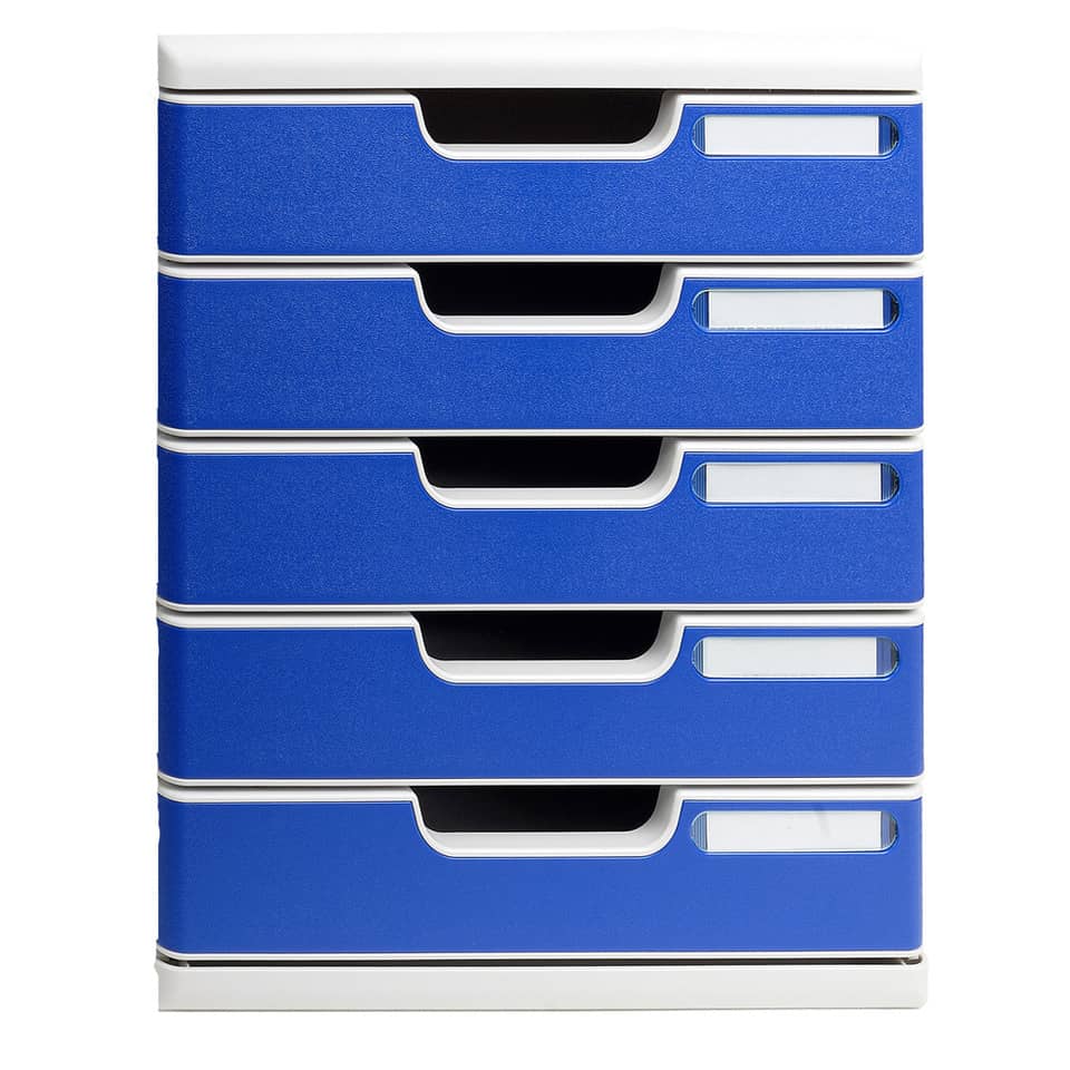 Cassettiera Exacompta MODULO Classic 5 cassetti 28,8x35x32 cm grigio/blu 301003D - Image 3