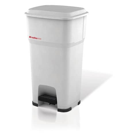 Cestino gettacarte Rotho Hera 85 L con pedale e coperchio bianco - F800070