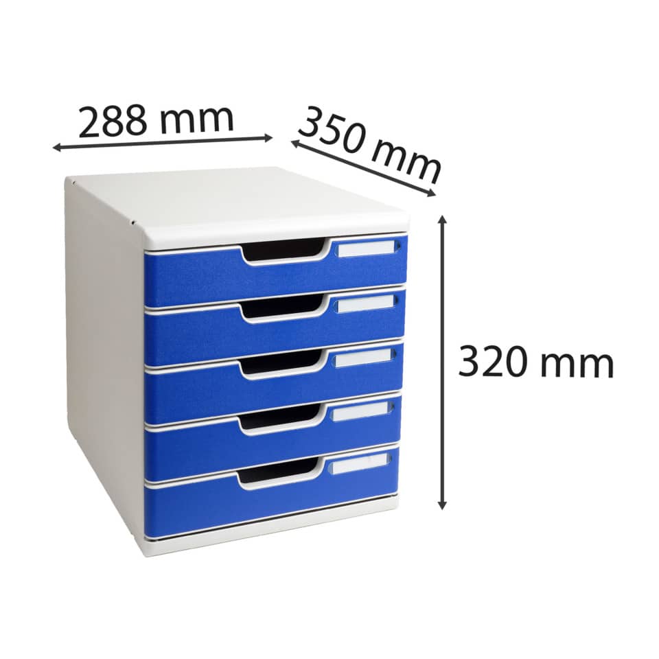 Cassettiera Exacompta MODULO Classic 5 cassetti 28,8x35x32 cm grigio/blu 301003D - Image 6