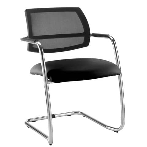 Sedia visitatore con slitta Unisit Lithium LTLTN - schienale in rete nero - rivestimento Eco nero - LTLTN/EN/N