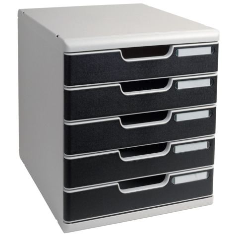 Cassettiera Exacompta MODULO Classic 5 cassetti 28,8x35x32 cm grigio/nero 301014D