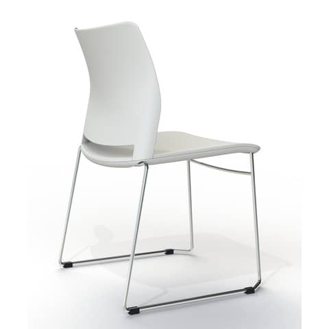 Sedia interlocutore su slitta Unisit Alpha APS in acciaio cromato - scocche bianche - Conf. 2 pezzi - APS/2/BI