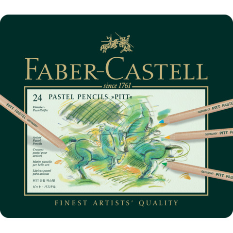 Astuccio in metallo matite Faber- Castell Pitt Pastel - colori assortiti - conf.24 pezzi - 112124