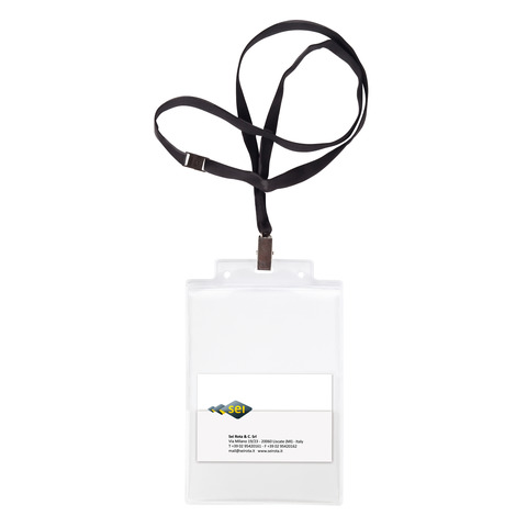 Portanome in PVC rigido Sei Rota Pass 6 ST cordoncino+pinzetta+tasca in conf. da 10 pezzi - nero - 31841700