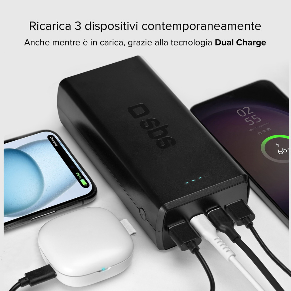 Powerbank SBS 30.000mAh 2xUSB AFC 18W + 2xType-C PD20W - nero TTBB30000PD20K - Image 5