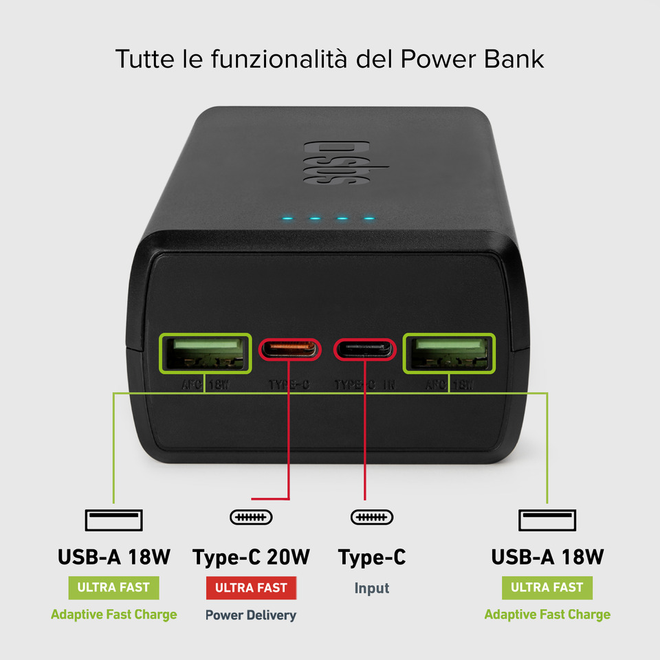 Powerbank SBS 30.000mAh 2xUSB AFC 18W + 2xType-C PD20W - nero TTBB30000PD20K - Image 4