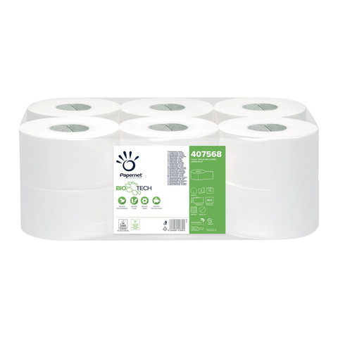 Carta igienica Papernet Mini Jumbo 2 veli - conf. 12 rotoli - 407568