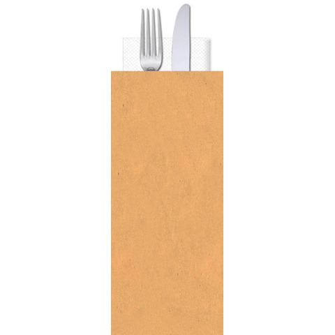 Buste porta posate in carta paglia neutra politenata Le Nappage con tovagliolo 2 veli conf. 500 pz 11x25 cm