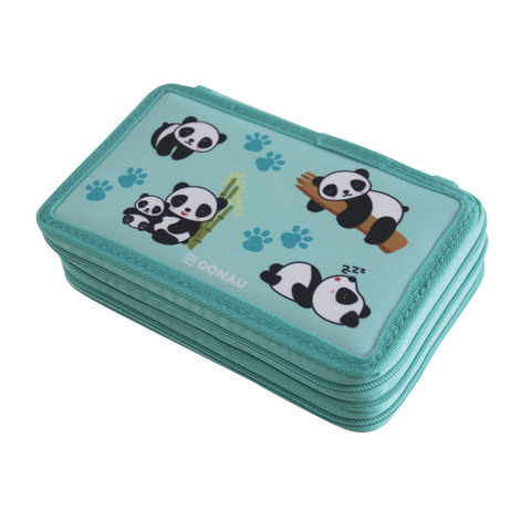 Astuccio a 3 zip Donau fantasia panda - conf. da 3 pezzi - 322245021