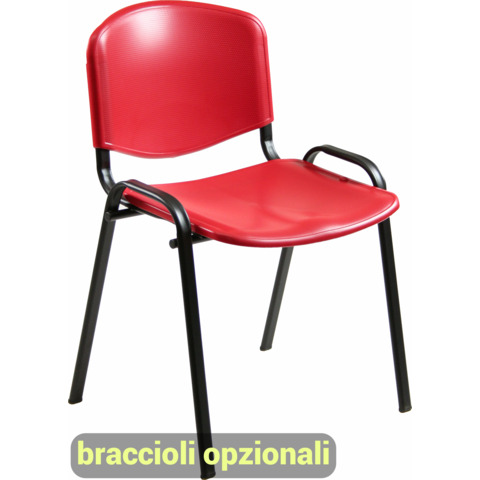 Sedia visitatore a 4 gambe Unisit Dado D5PS - struttura nera - PPL rosso - conf. 2 pz - D5PS/2/RO