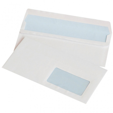 Buste autoadesive Office Products 75 g/m² bianco - 11x22 cm - con finestra - conf. 1000 pz - 15203229-14
