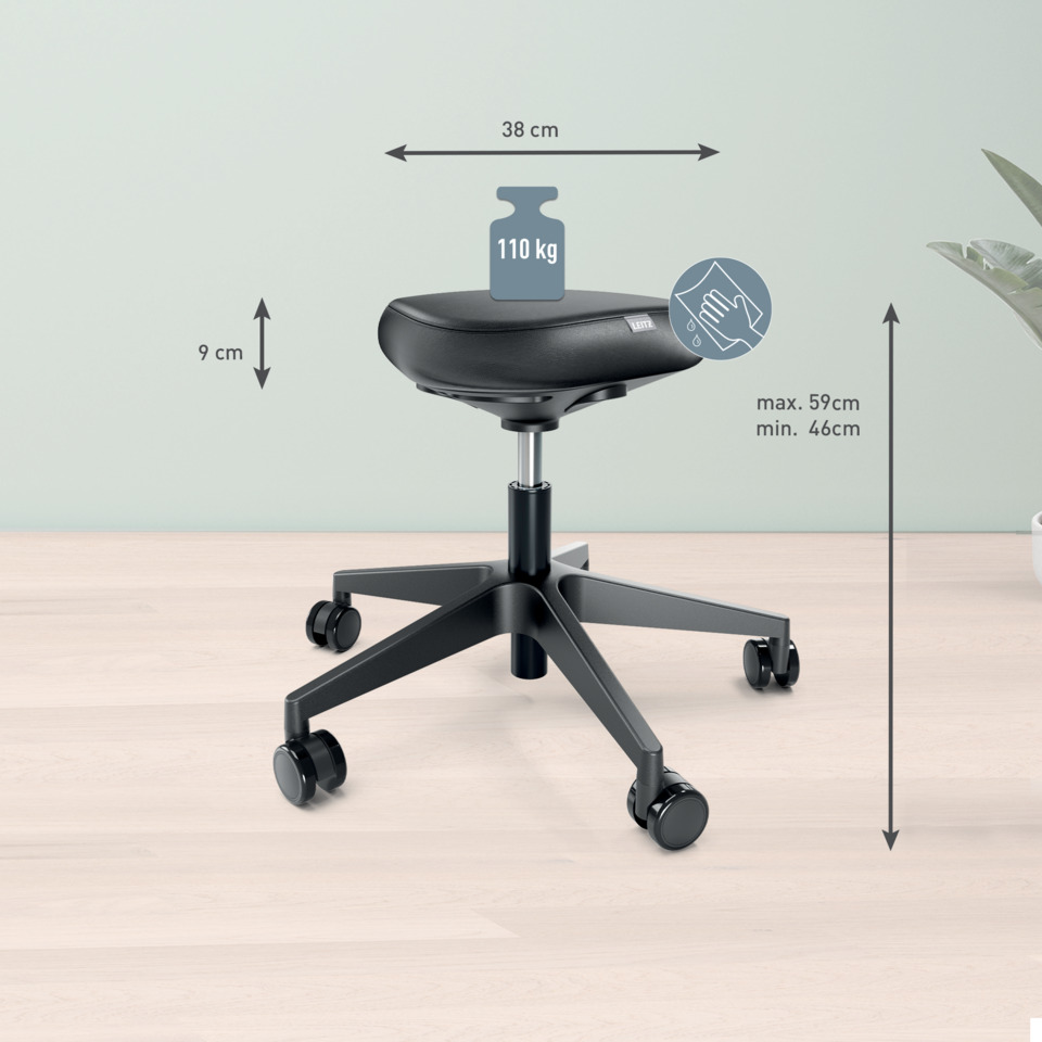 Sgabello Active Leitz Ergo con rotelle e sedile comfort nero - 65780095 - Image 6