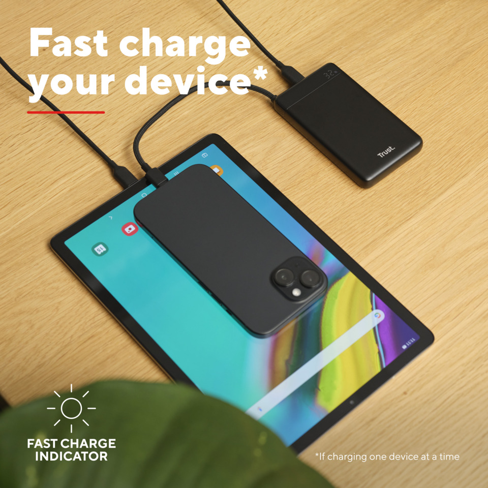 Powerbank veloce Trust Fiera da 10.000mAh nero 25880 - Image 3