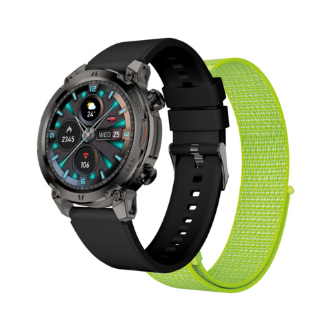 Smartwatch sportivo Nilox Trailround display rotondo 1,39'' doppio cinturino nylon e silicone - nero - NXSWTRAILROUND
