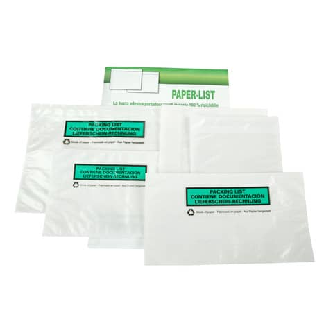 Buste adesive in carta ecologica Methodo C4 trasparenti - 320x250 mm con scritta doc enclosed - conf. 250 pezzi -X101412