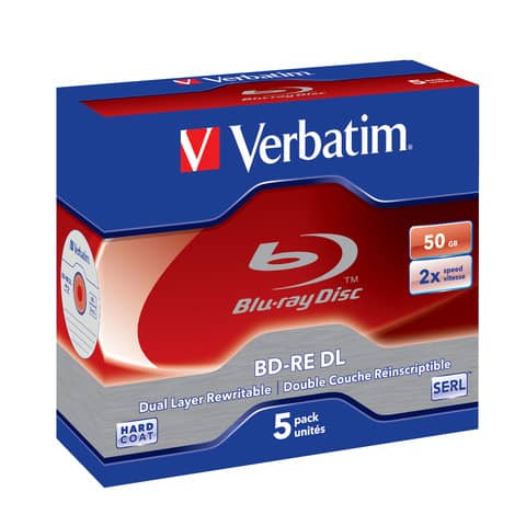 Blu-Ray BD-RE DL Verbatim 50 GB 2x Jewel Case conf. da 5 - 43760
