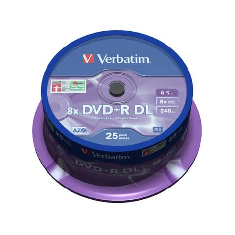 DVD+R Double Layer Verbatim 8.5 GB in confezione da 25 dvd+r - 43757