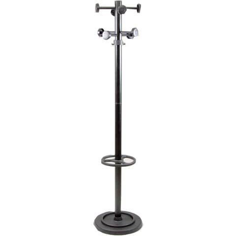 Appendiabiti da terra Unisit Totem con portaombrelli h. 172 cm - 8 appendini nero - APUTO/N