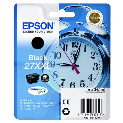 Cartuccia inkjet alta capacità Sveglia 27XXL Epson nero C13T27914012