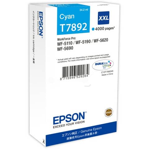 Cartuccia inkjet altissima resa T7892 - XXL Epson ciano C13T789240