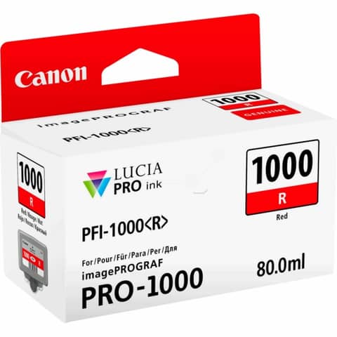 Cartuccia inkjet PFI-1000R Canon rosso 0554C001