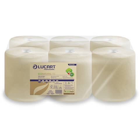 Asciugamani industriali multiuso 2 veli Lucart EcoNatural 139,8 m 2 veli avana 6 rotoli da 466 strappi - 852226T