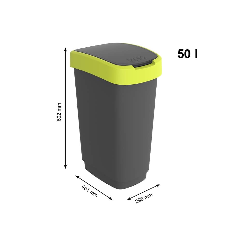 Cestino gettacarte Rotho Twist con coperchio basculante 50 L lime verde F600321 - Image 3