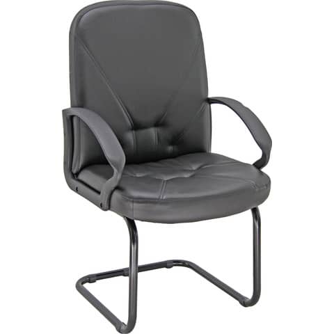 Poltrona visitatore su slitta Unisit Dante DNV Eco Smart - rivestimento ecopelle nero - DNV/KN