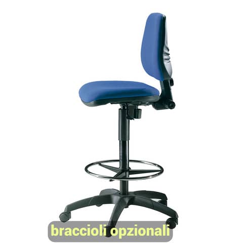 Sgabello tecnico Unisit Esos EOE1 seduta alta - poggiapiedi telescopico - rivestimento Eco blu -EOE1/EB