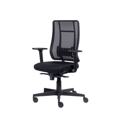 Poltrona semi-direzionale Liberty Syncro Seditaly tessuto ignifugo nero LTG0S1TEGB1R1
