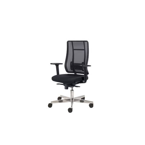 Poltrona semi-direzionale Liberty Syncro Seditaly tessuto ignifugo nero base alluminio LTG0S18EGB1R1