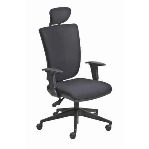 Poltrona semi-direzionale Seditaly Comfort tessuto ignifugo nero braccioli regolabili e poggiatesta - CMGPC4EAGB833