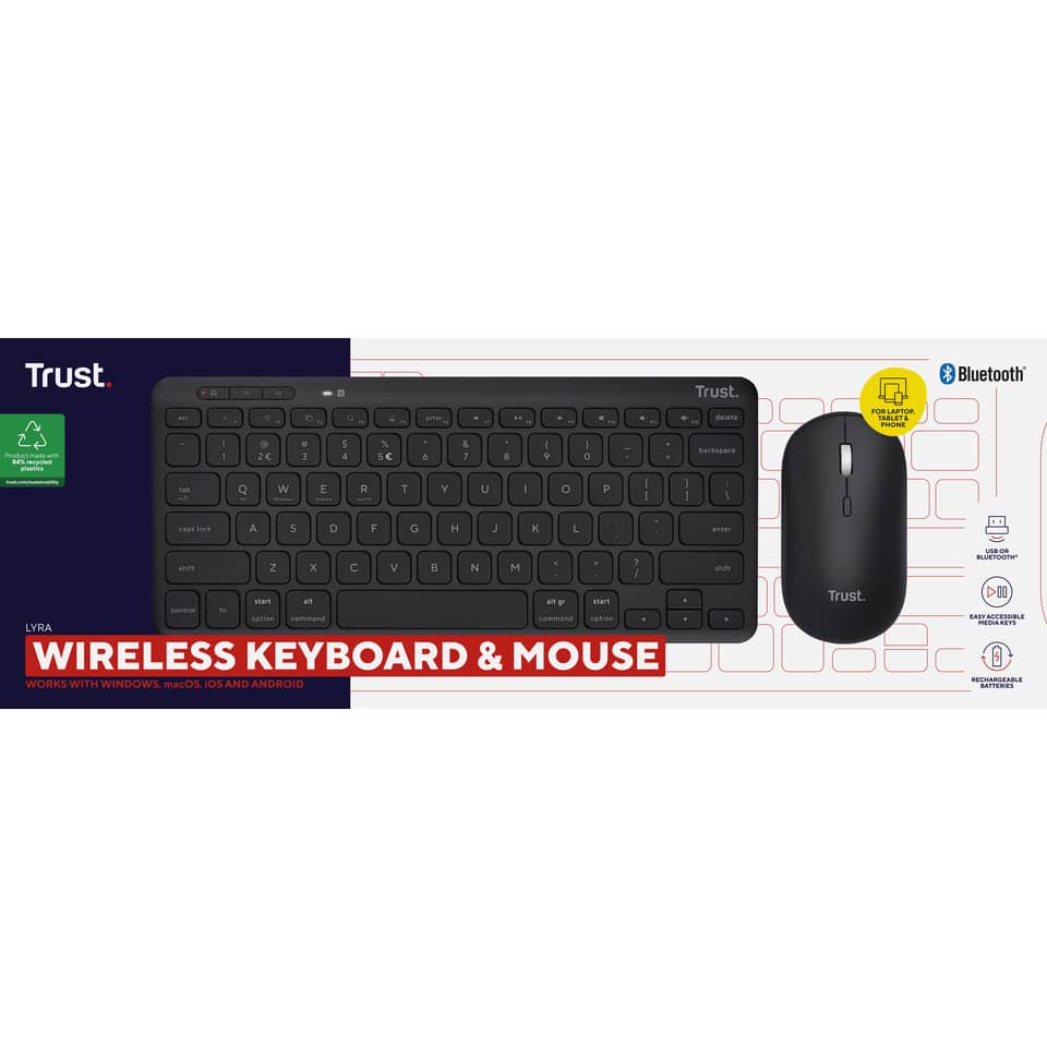 Set tastiera e mouse wireless con ricevitore Trust Lyra nero 24844 - Image 6