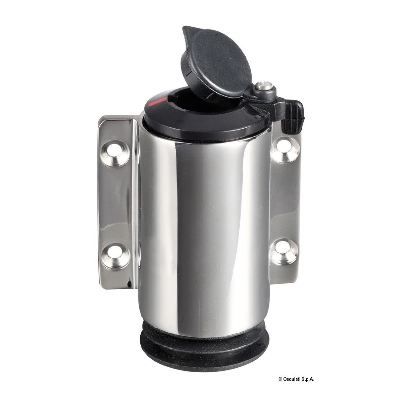 Osculati Basetta a parete inox cappuccio nero 3 contatti