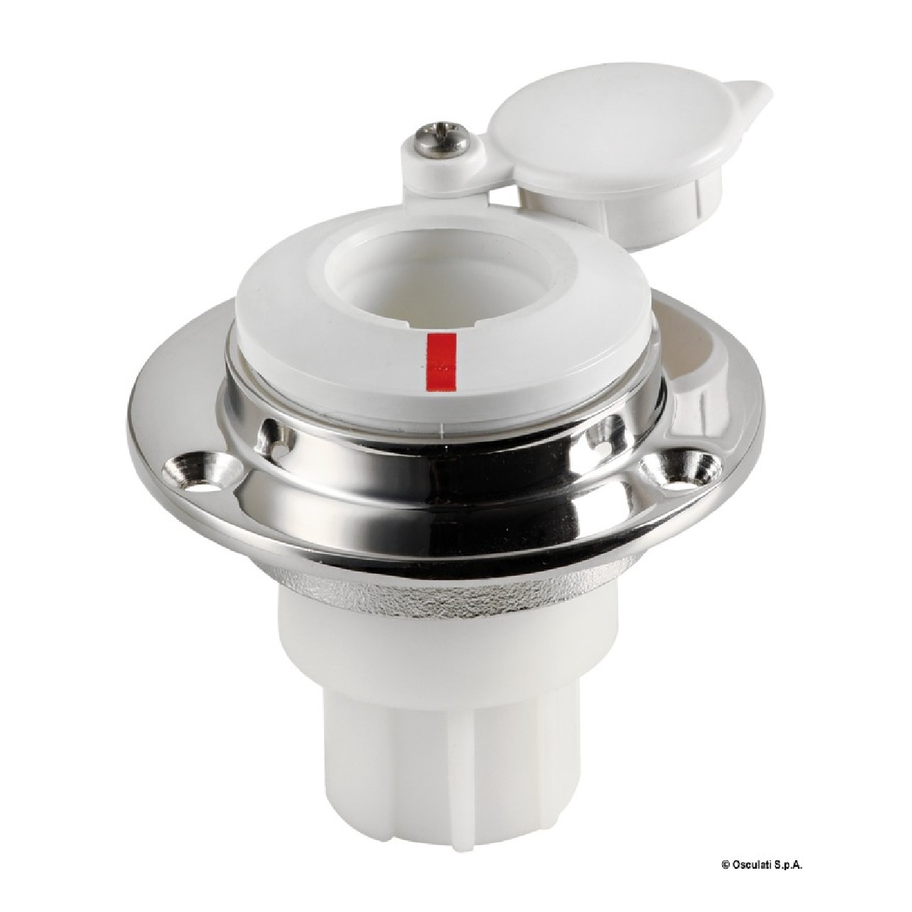 Osculati Basetta dritta incasso inox cappuccio bianco x aste