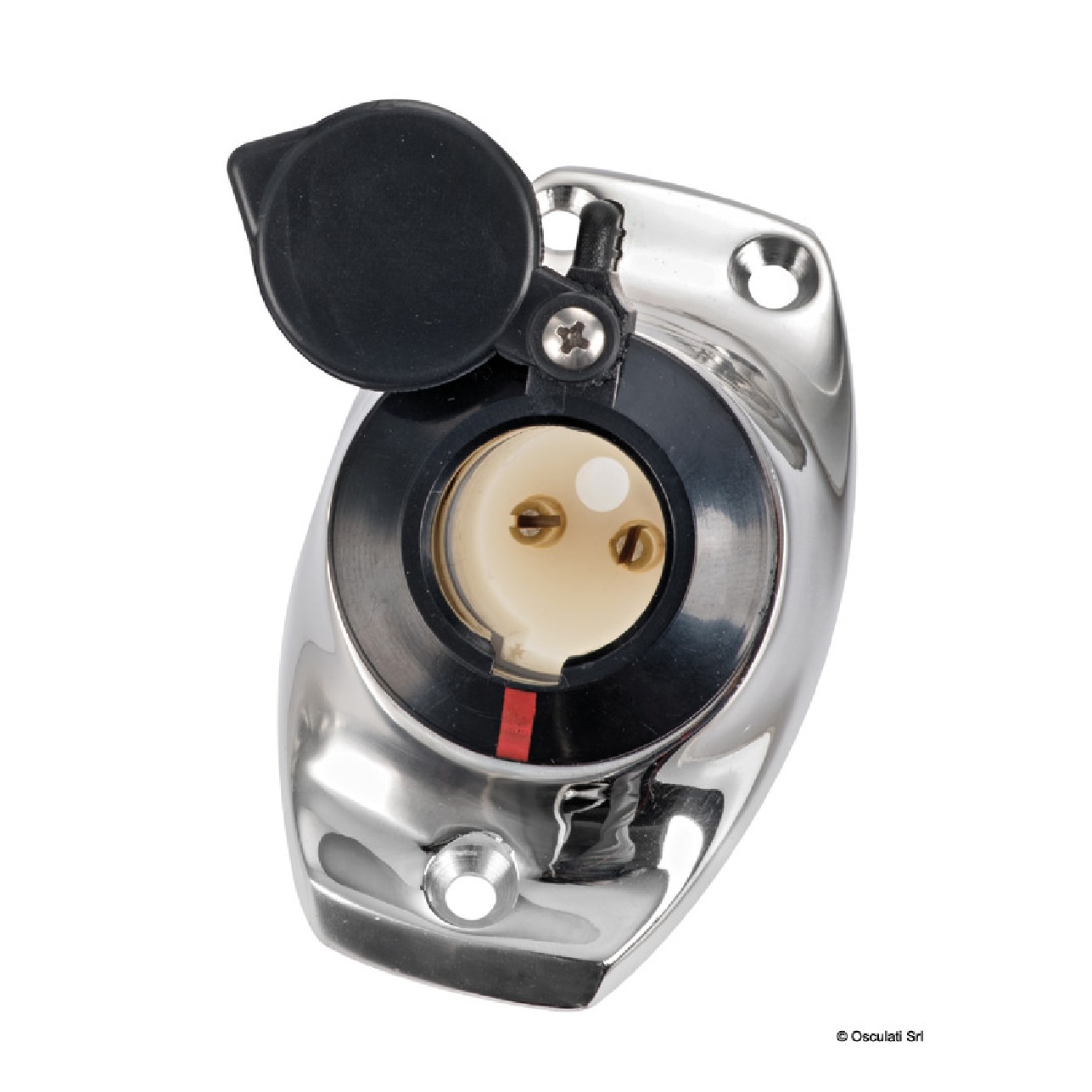 Osculati Basetta angolata a incasso inox cappuccio nero 11.000.08