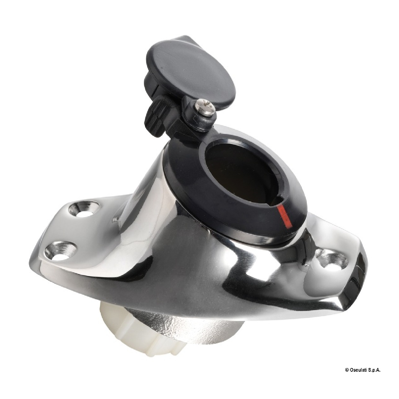 Osculati Basetta angolata a incasso inox cappuccio nero 11.000.10