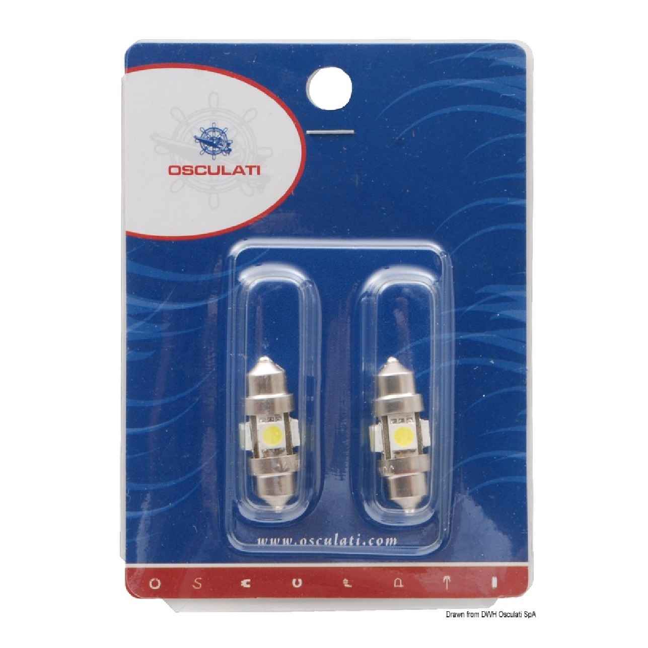 Osculati 2 Lampadine LED a siluro 44 mm 3000 K 14.301.24 - 1 confezione da 1 pezzi