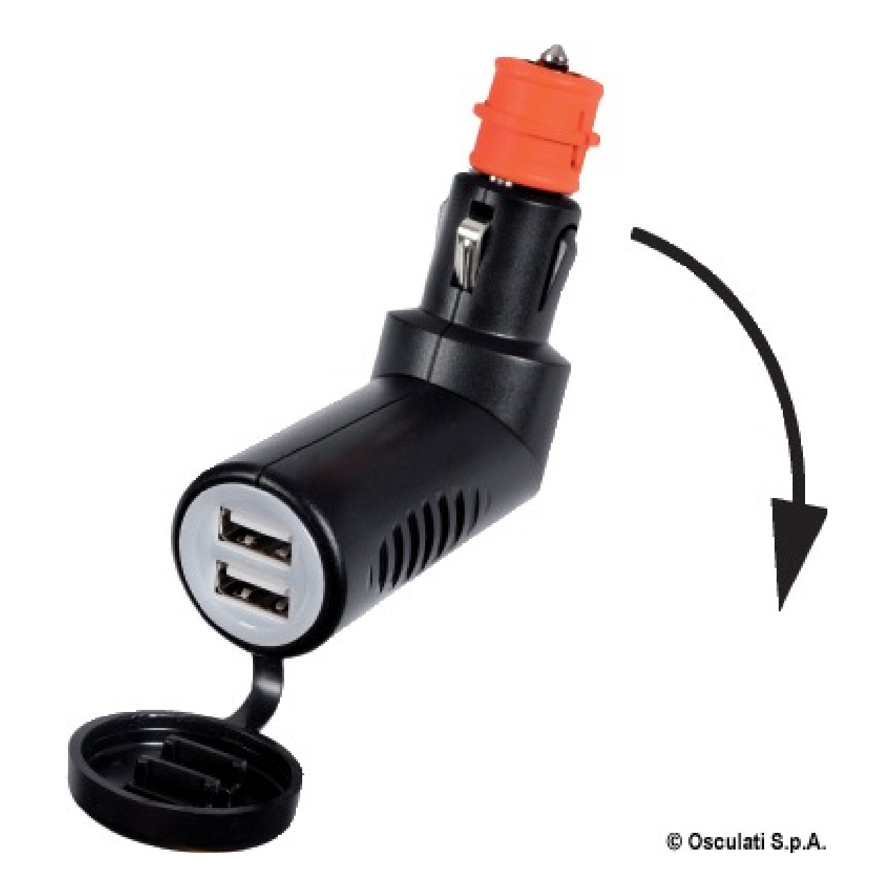 Osculati Adattatore presa corrente snodato con doppia USB