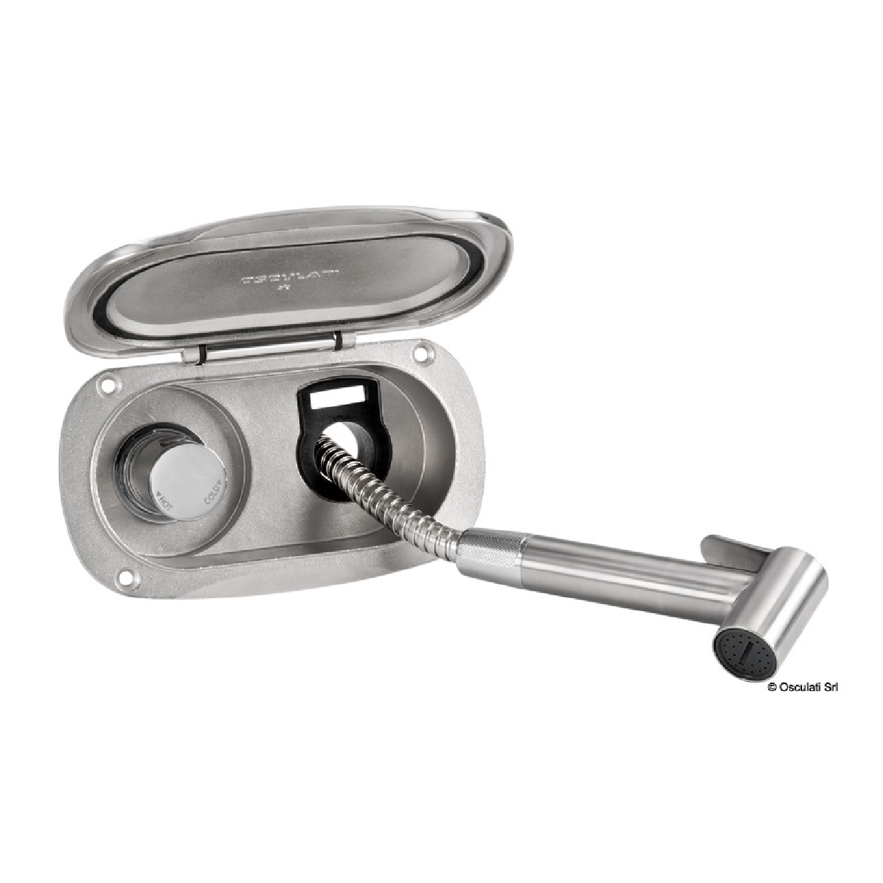 Osculati Box doccia Elissa inox-doccia Tiger tubo inox 2,5m