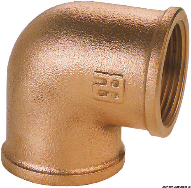 Guidi Gomito 90 gradi F-F in bronzo 2 pollice 1/2