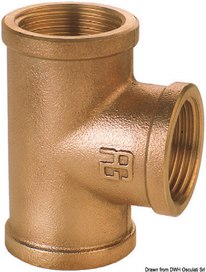 Guidi Raccordo a pollice T pollice in bronzo Femmina-Femmina-F da 1 pollice 1/4